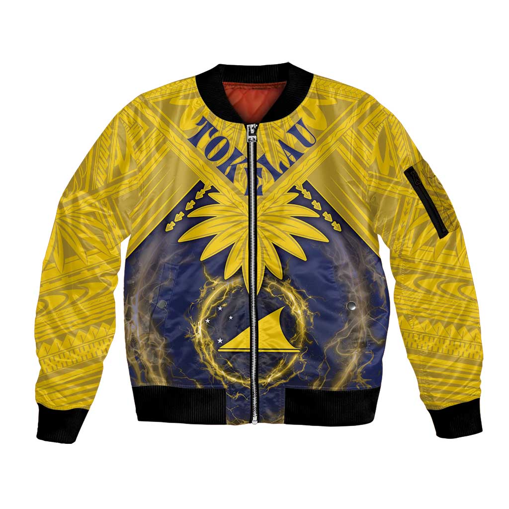 Tokelau Tokehega Day Sleeve Zip Bomber Jacket National Badge Special Style LT05 Unisex Yellow - Polynesian Pride