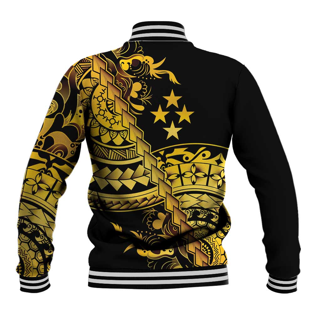 Kosrae Liberation Day Baseball Jacket Polynesian Floral Tattoo - Polynesian Pride