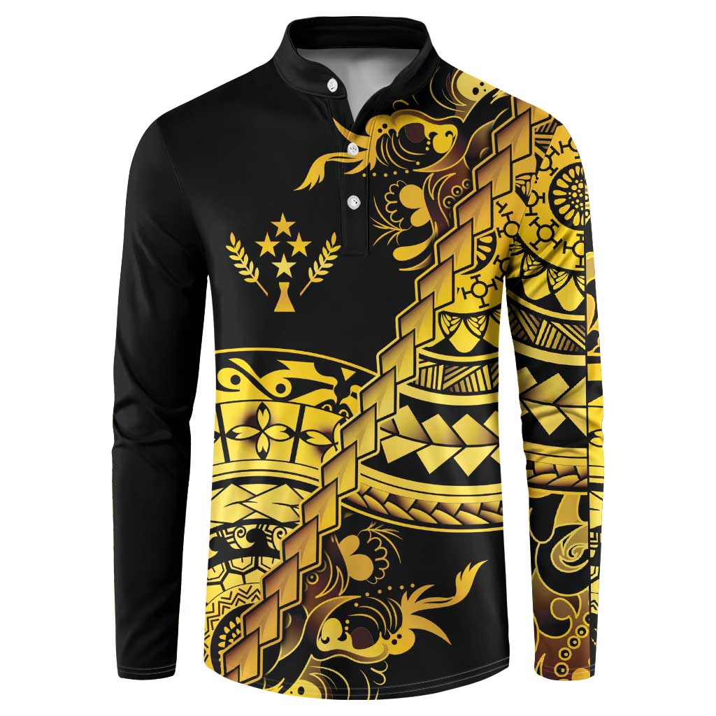 Kosrae Liberation Day Button Sweatshirt Polynesian Floral Tattoo - Polynesian Pride