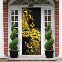 Kosrae Liberation Day Door Cover Polynesian Floral Tattoo - Polynesian Pride