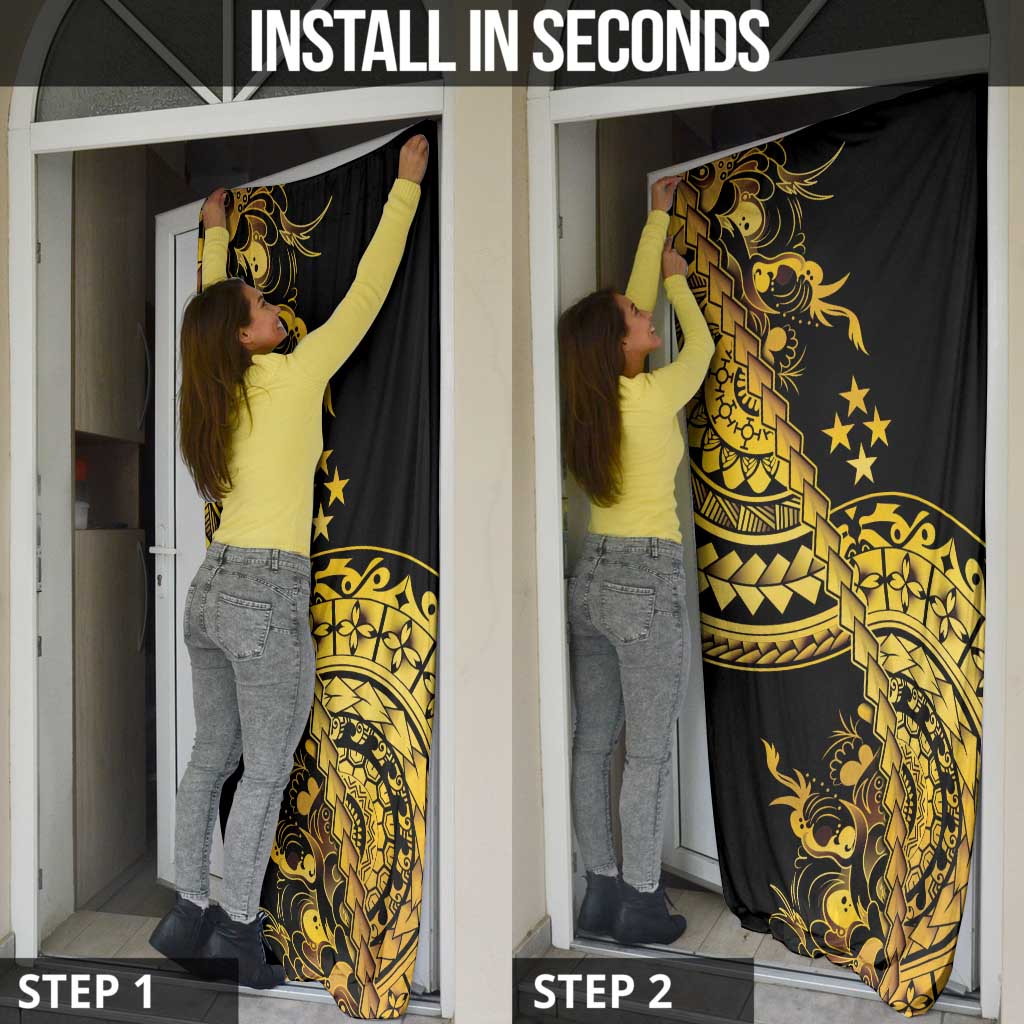 Kosrae Liberation Day Door Cover Polynesian Floral Tattoo - Polynesian Pride