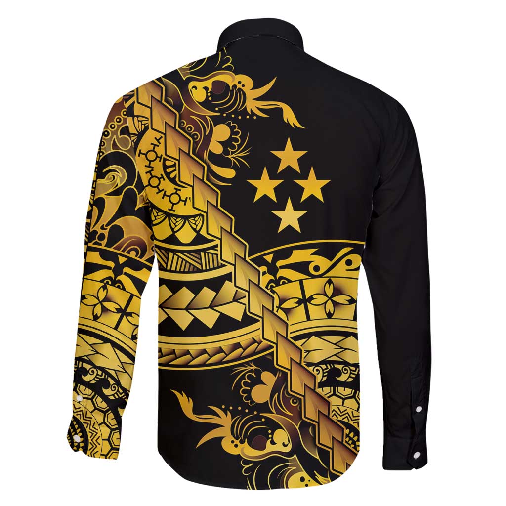 Kosrae Liberation Day Family Matching Off Shoulder Short Dress and Hawaiian Shirt Polynesian Floral Tattoo - Polynesian Pride