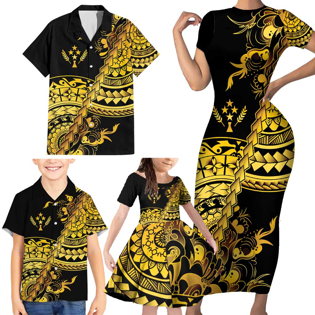 Kosrae Liberation Day Family Matching Short Sleeve Bodycon Dress and Hawaiian Shirt Polynesian Floral Tattoo - Polynesian Pride