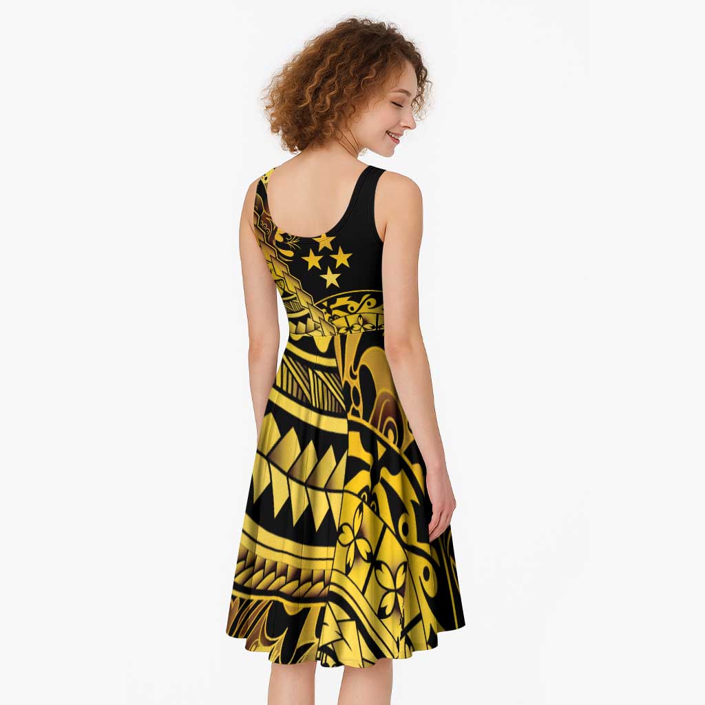 Kosrae Liberation Day Midi Dress Polynesian Floral Tattoo - Polynesian Pride