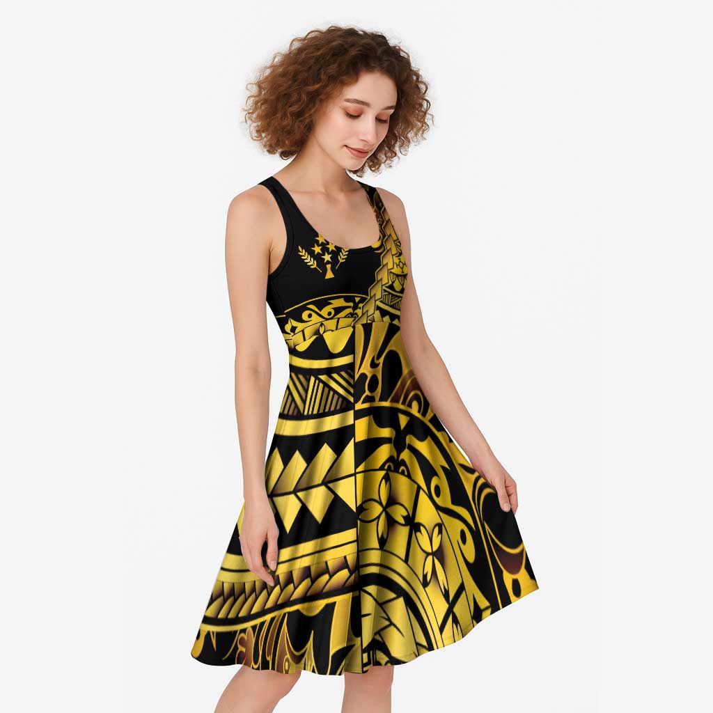 Kosrae Liberation Day Midi Dress Polynesian Floral Tattoo - Polynesian Pride