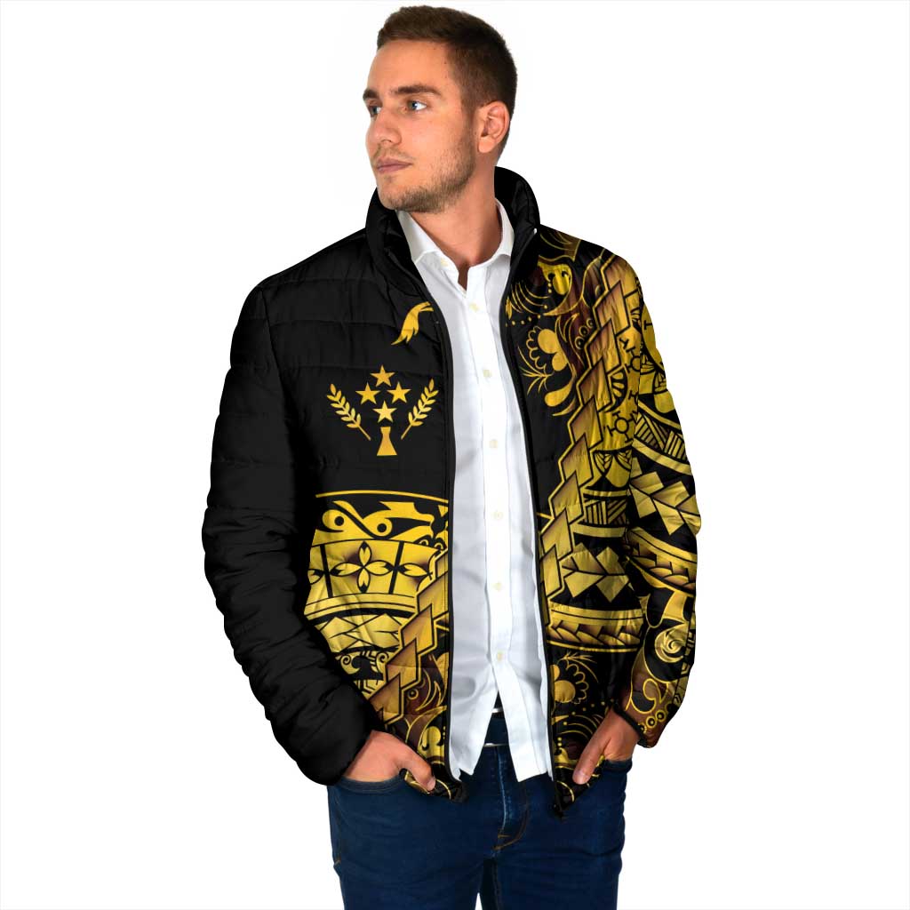 Kosrae Liberation Day Padded Jacket Polynesian Floral Tattoo - Polynesian Pride