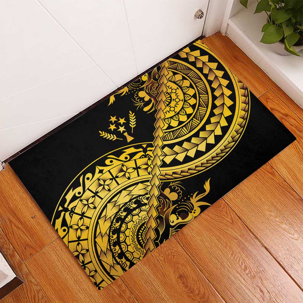 Kosrae Liberation Day Rubber Doormat Polynesian Floral Tattoo - Polynesian Pride