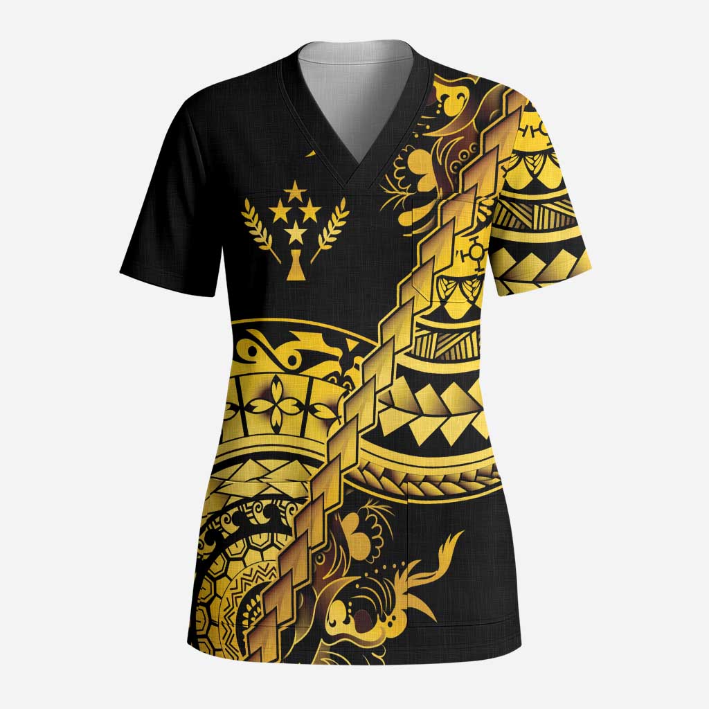 Kosrae Liberation Day Scrub Top Polynesian Floral Tattoo - Polynesian Pride