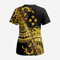 Kosrae Liberation Day Scrub Top Polynesian Floral Tattoo - Polynesian Pride