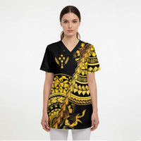 Kosrae Liberation Day Scrub Top Polynesian Floral Tattoo - Polynesian Pride