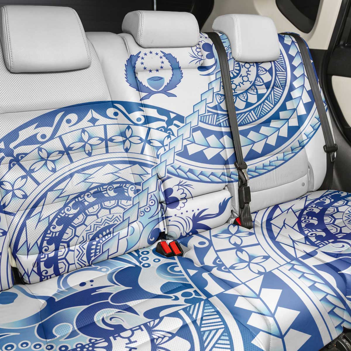Pohnpei Liberation Day Back Car Seat Cover Polynesian Floral Tattoo - Polynesian Pride