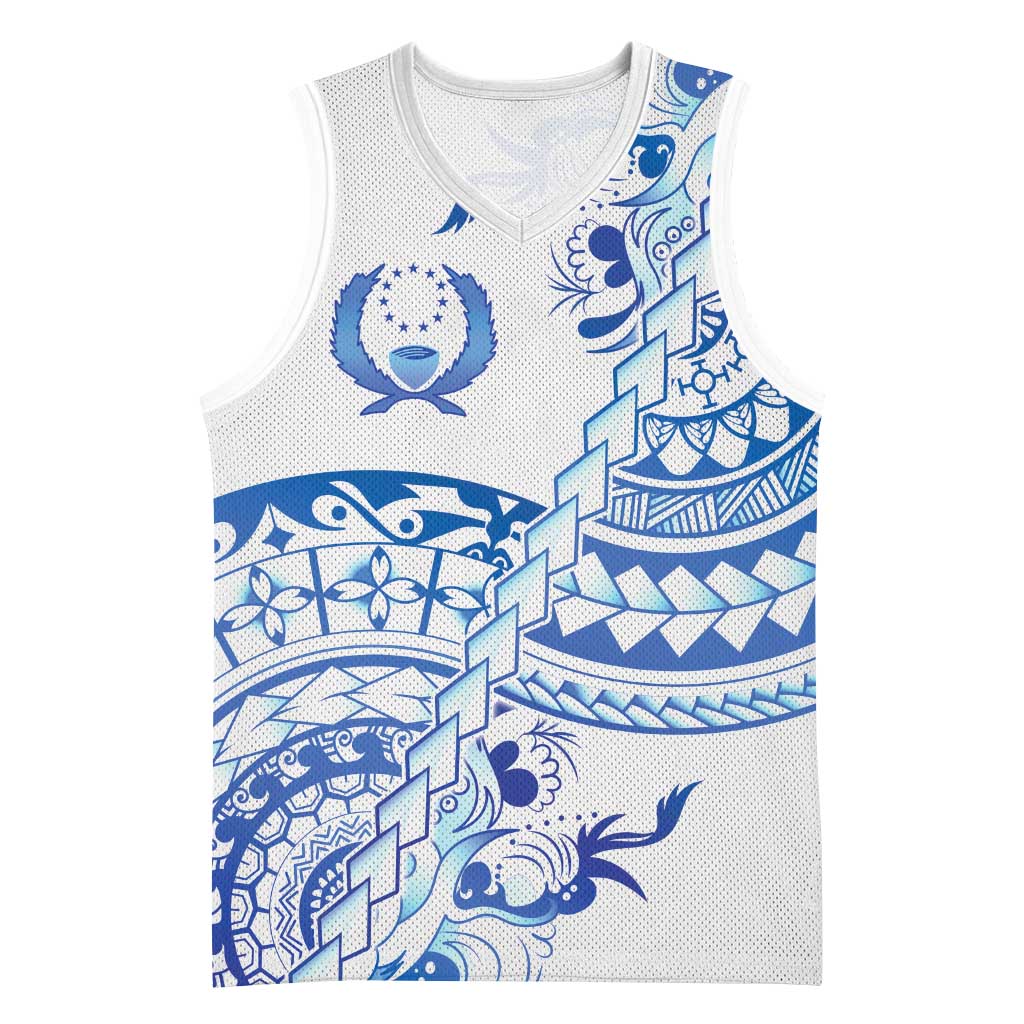 Pohnpei Liberation Day Basketball Jersey Polynesian Floral Tattoo - Polynesian Pride