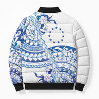 Pohnpei Liberation Day Bomber Puffer Jacket Polynesian Floral Tattoo - Polynesian Pride