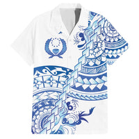 Pohnpei Liberation Day Family Matching Long Sleeve Bodycon Dress and Hawaiian Shirt Polynesian Floral Tattoo LT05 Dad's Shirt - Short Sleeve White - Polynesian Pride