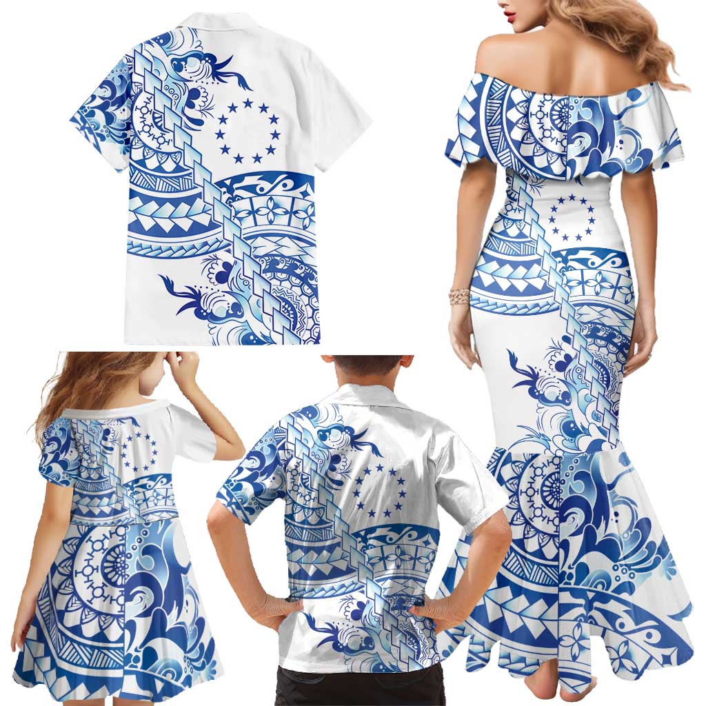 Pohnpei Liberation Day Family Matching Mermaid Dress and Hawaiian Shirt Polynesian Floral Tattoo - Polynesian Pride