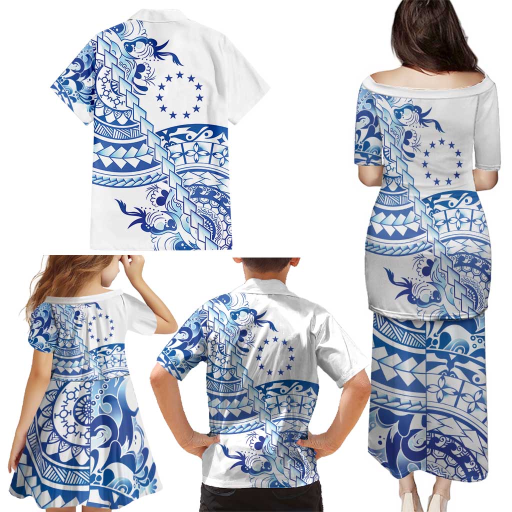 Pohnpei Liberation Day Family Matching Puletasi and Hawaiian Shirt Polynesian Floral Tattoo - Polynesian Pride