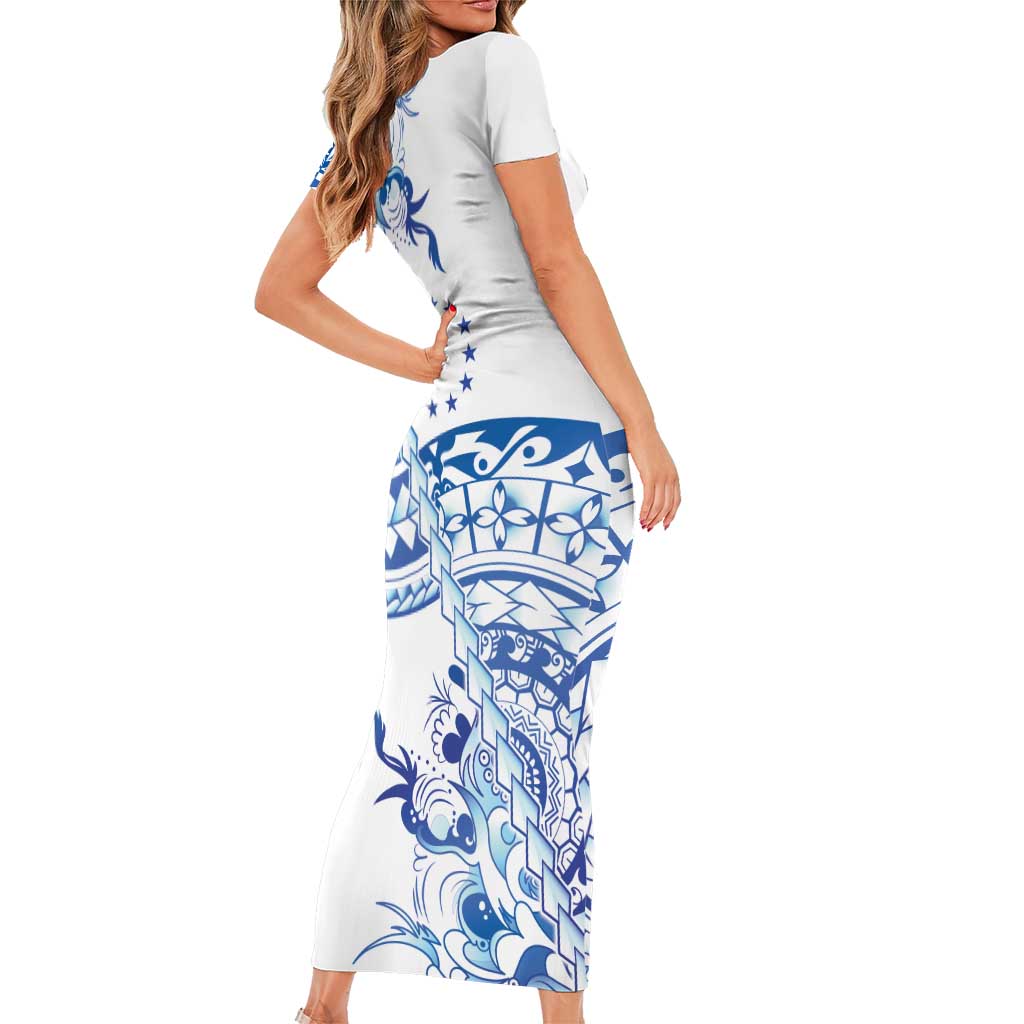 Pohnpei Liberation Day Family Matching Short Sleeve Bodycon Dress and Hawaiian Shirt Polynesian Floral Tattoo LT05 - Polynesian Pride