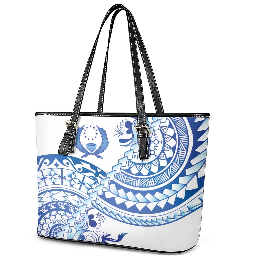 Pohnpei Liberation Day Leather Tote Bag Polynesian Floral Tattoo - Polynesian Pride