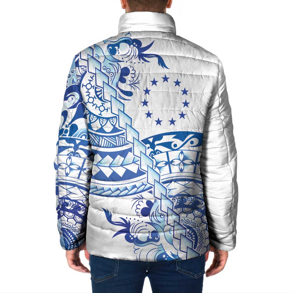 Pohnpei Liberation Day Padded Jacket Polynesian Floral Tattoo - Polynesian Pride