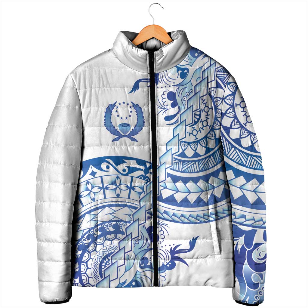 Pohnpei Liberation Day Padded Jacket Polynesian Floral Tattoo - Polynesian Pride