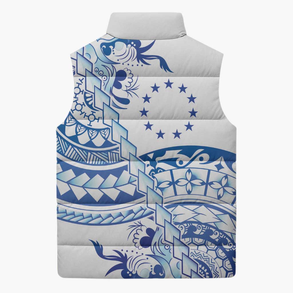 Pohnpei Liberation Day Sleeveless Puffer Jacket Polynesian Floral Tattoo - Polynesian Pride