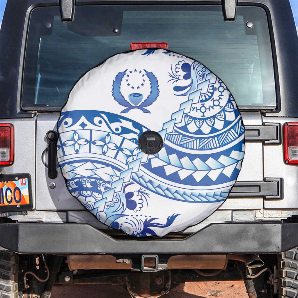 Pohnpei Liberation Day Spare Tire Cover Polynesian Floral Tattoo - Polynesian Pride