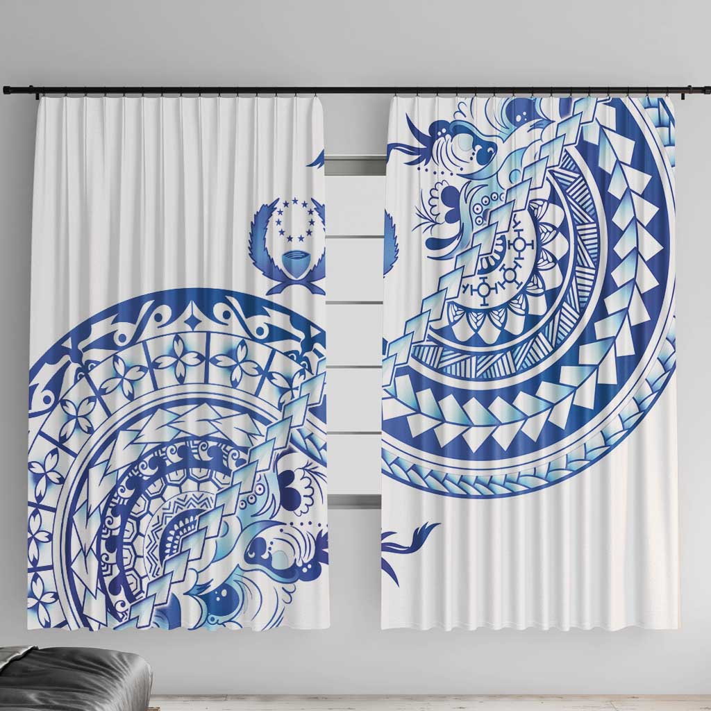 Pohnpei Liberation Day Window Curtain Polynesian Floral Tattoo - Polynesian Pride