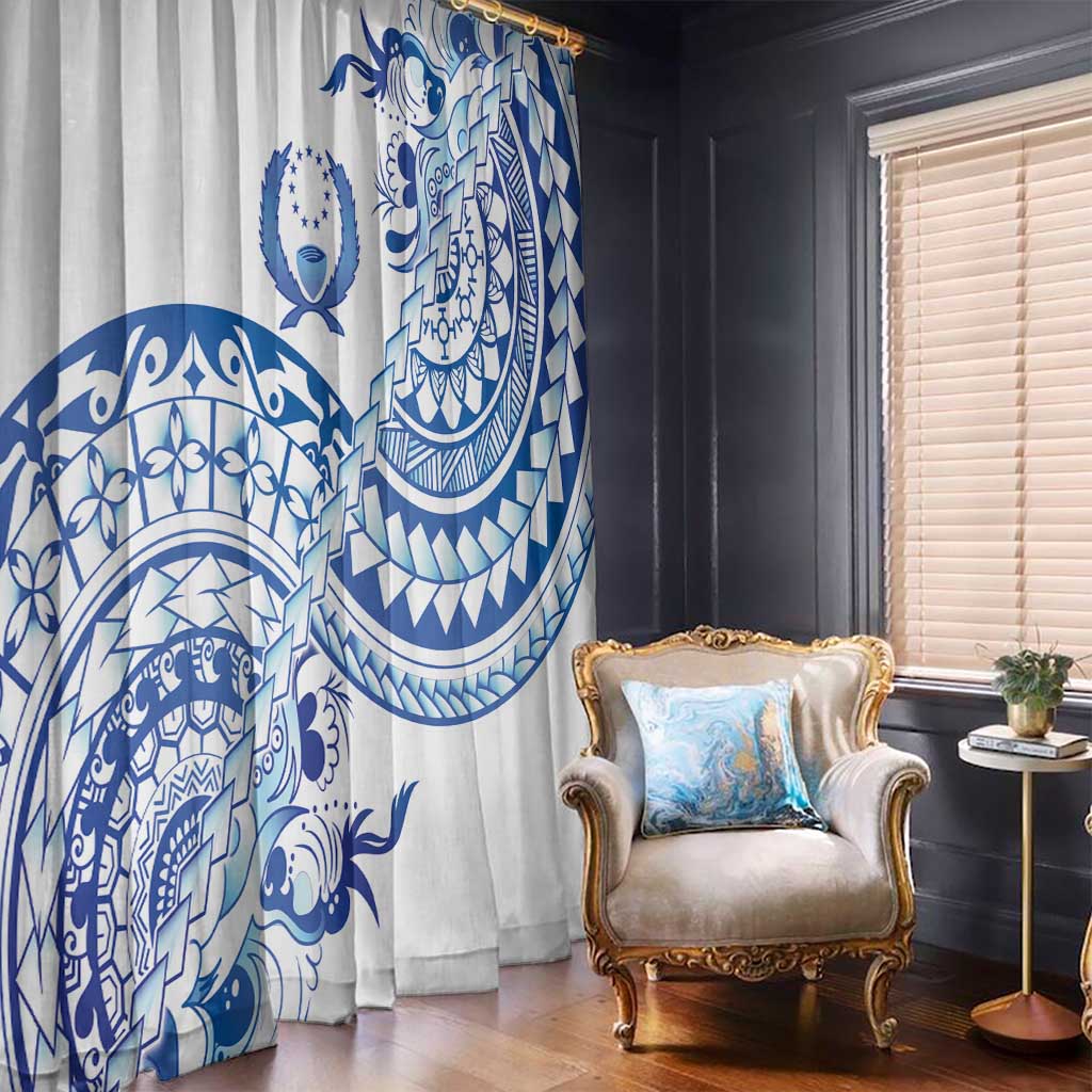 Pohnpei Liberation Day Window Curtain Polynesian Floral Tattoo - Polynesian Pride