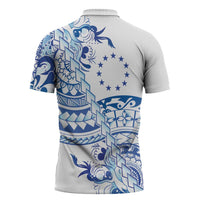 Pohnpei Liberation Day Zipper Polo Shirt Polynesian Floral Tattoo - Polynesian Pride