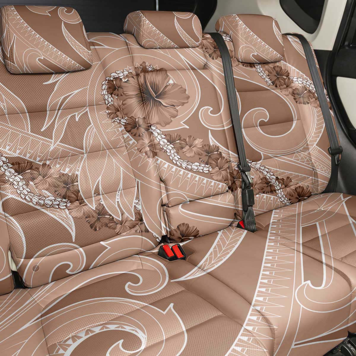 Hawaii Brown Hibiscus Pikake Lei Back Car Seat Cover - Polynesian Pride