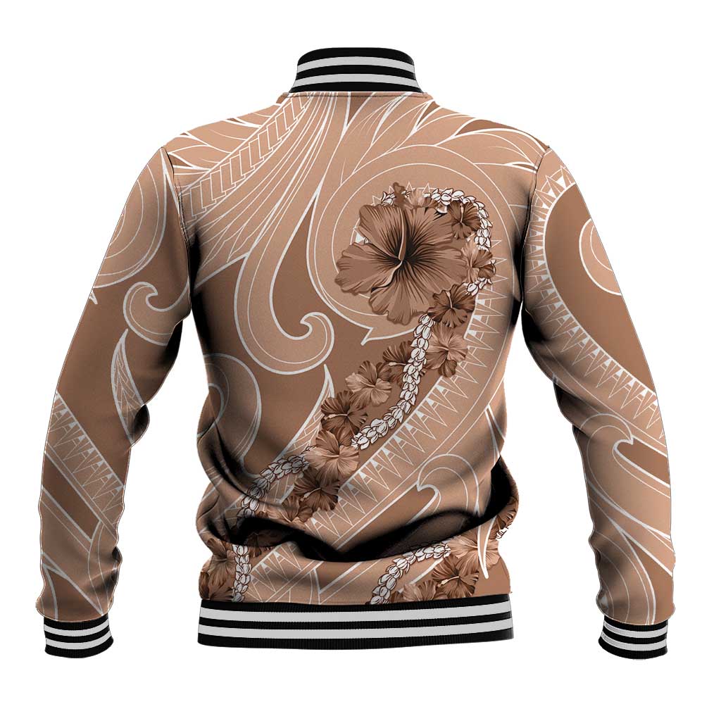 Hawaii Brown Hibiscus Pikake Lei Baseball Jacket - Polynesian Pride