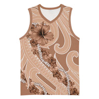 Hawaii Brown Hibiscus Pikake Lei Basketball Jersey - Polynesian Pride