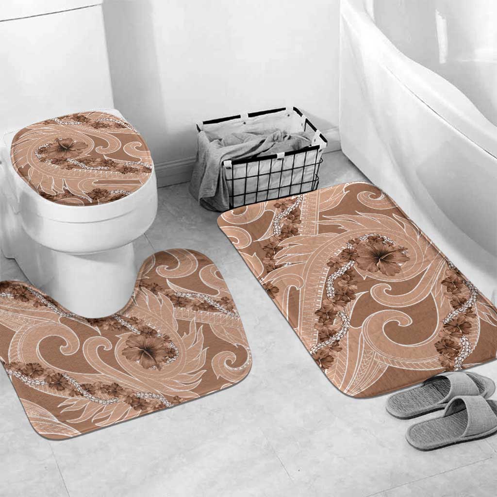 Hawaii Brown Hibiscus Pikake Lei Bathroom Set - Polynesian Pride