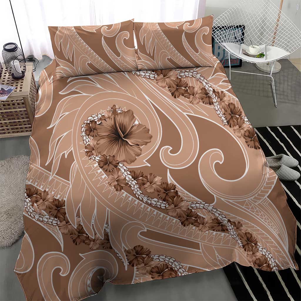 Hawaii Brown Hibiscus Pikake Lei Bedding Set - Polynesian Pride