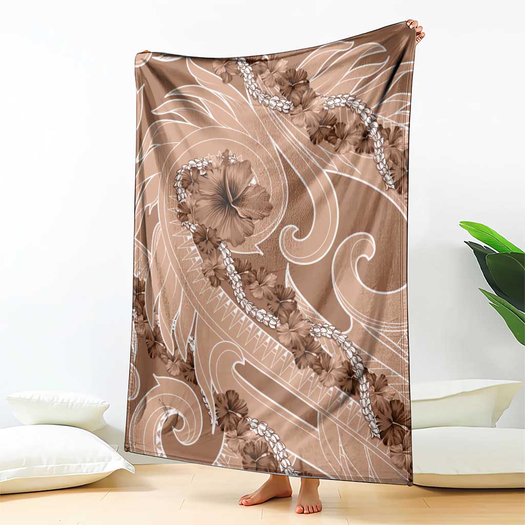 Hawaii Brown Hibiscus Pikake Lei Blanket - Polynesian Pride