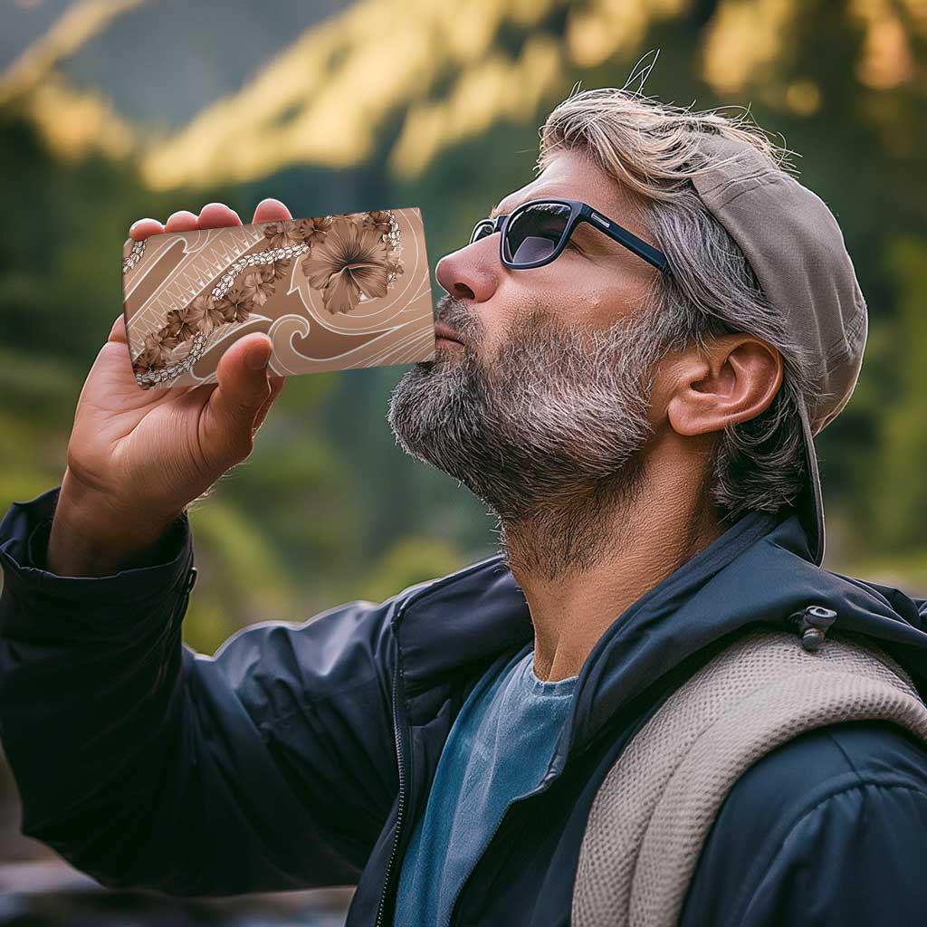 Hawaii Brown Hibiscus Pikake Lei 4 in 1 Can Cooler Tumbler - Polynesian Pride
