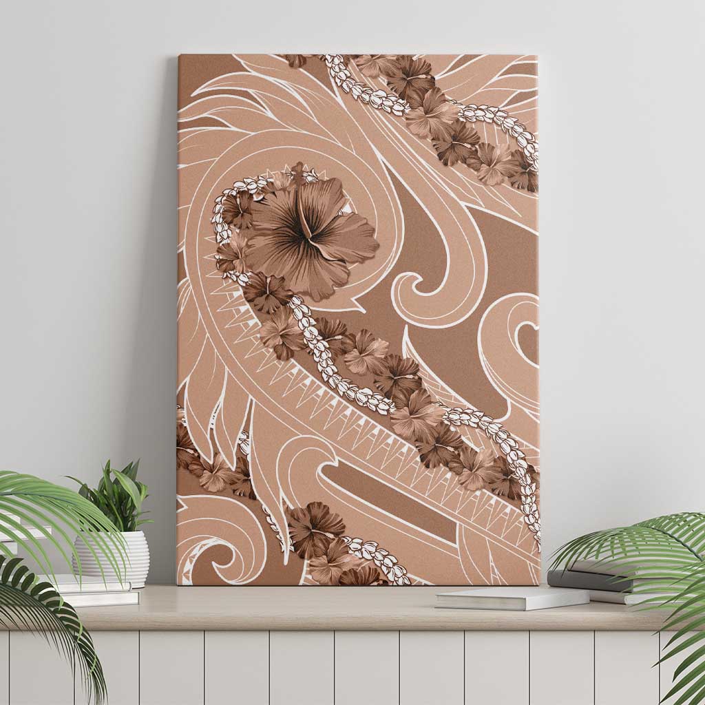 Hawaii Brown Hibiscus Pikake Lei Canvas Wall Art - Polynesian Pride