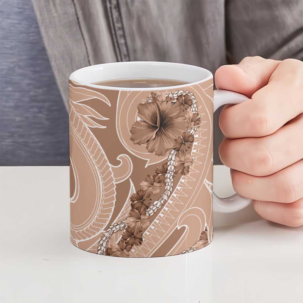 Hawaii Brown Hibiscus Pikake Lei Ceramic Mug - Polynesian Pride