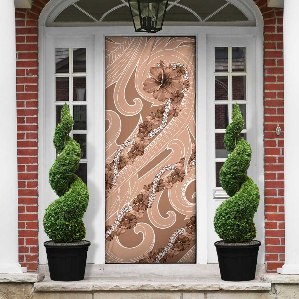 Hawaii Brown Hibiscus Pikake Lei Door Cover - Polynesian Pride