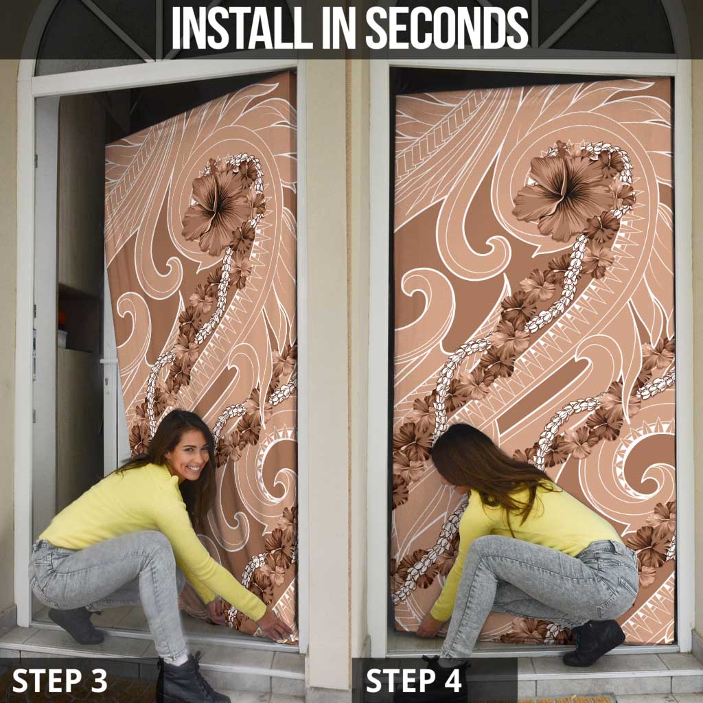Hawaii Brown Hibiscus Pikake Lei Door Cover - Polynesian Pride