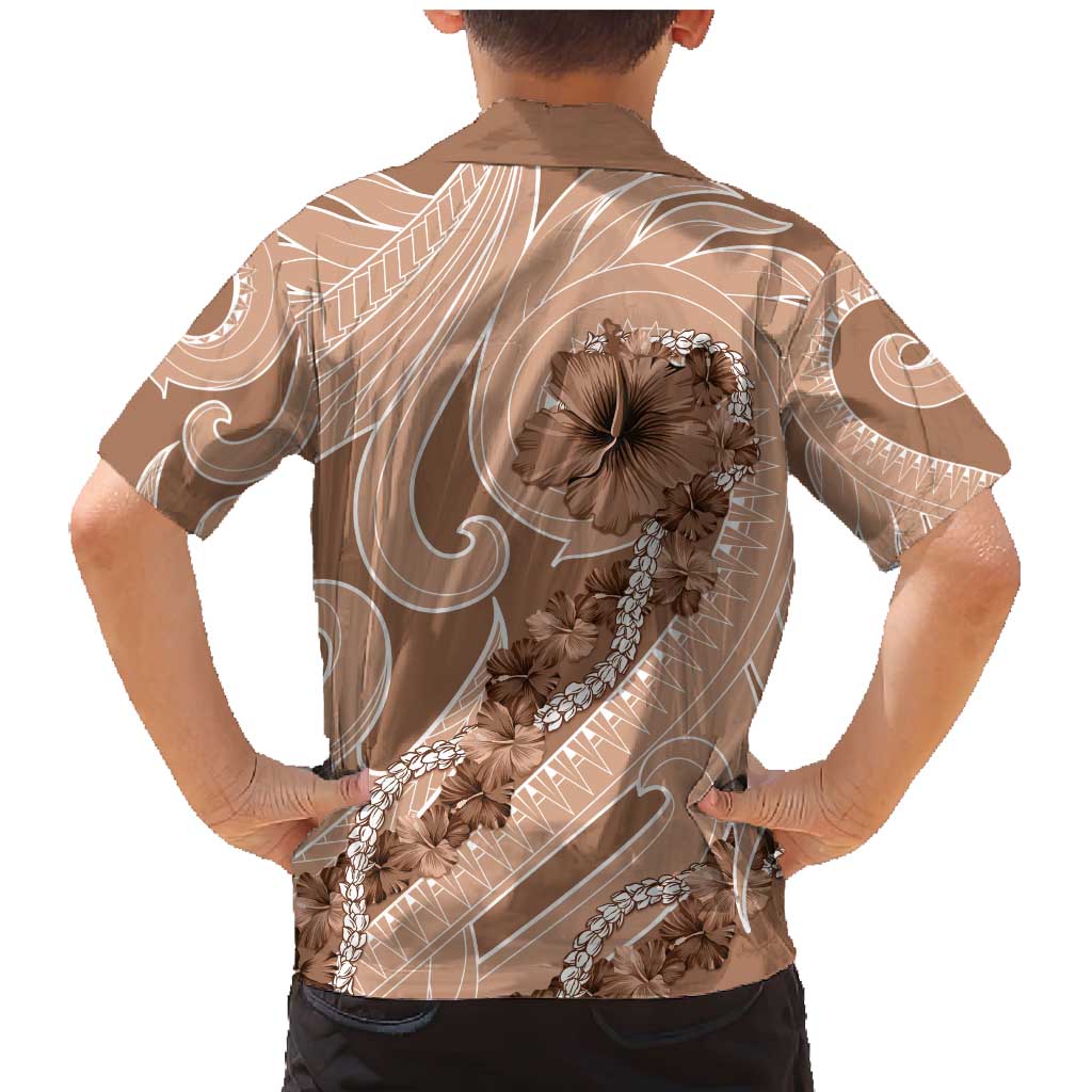 Hawaii Brown Hibiscus Pikake Lei Family Matching Mermaid Dress and Hawaiian Shirt - Polynesian Pride