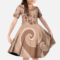 Hawaii Brown Hibiscus Pikake Lei Family Matching Off Shoulder Maxi Dress and Hawaiian Shirt - Polynesian Pride