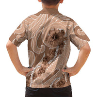 Hawaii Brown Hibiscus Pikake Lei Family Matching Short Sleeve Bodycon Dress and Hawaiian Shirt - Polynesian Pride