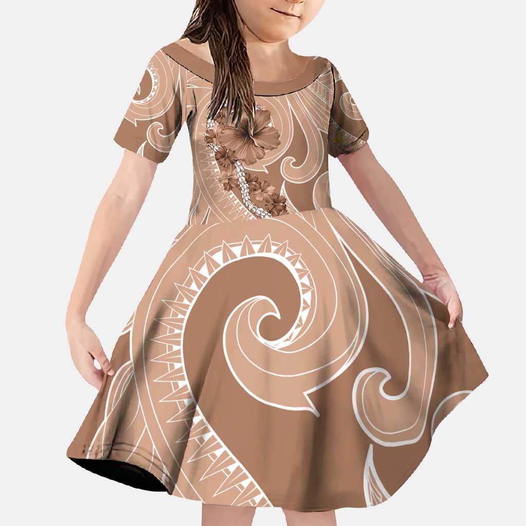 Hawaii Brown Hibiscus Pikake Lei Family Matching Summer Maxi Dress and Hawaiian Shirt - Polynesian Pride