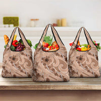 Hawaii Brown Hibiscus Pikake Lei Grocery Bag LT05 3-pack One Size Brown - Polynesian Pride