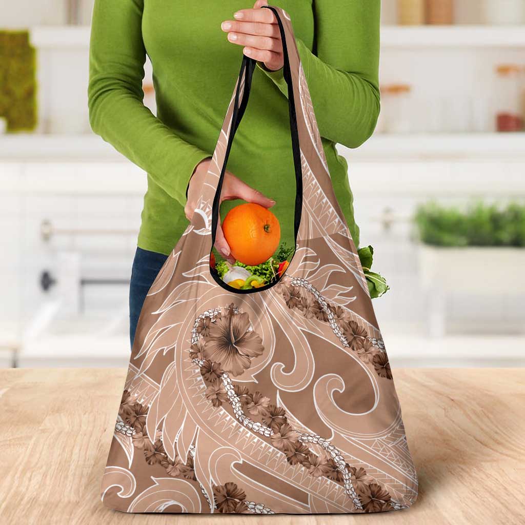 Hawaii Brown Hibiscus Pikake Lei Grocery Bag LT05 - Polynesian Pride
