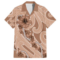 Hawaii Brown Hibiscus Pikake Lei Hawaiian Shirt - Polynesian Pride