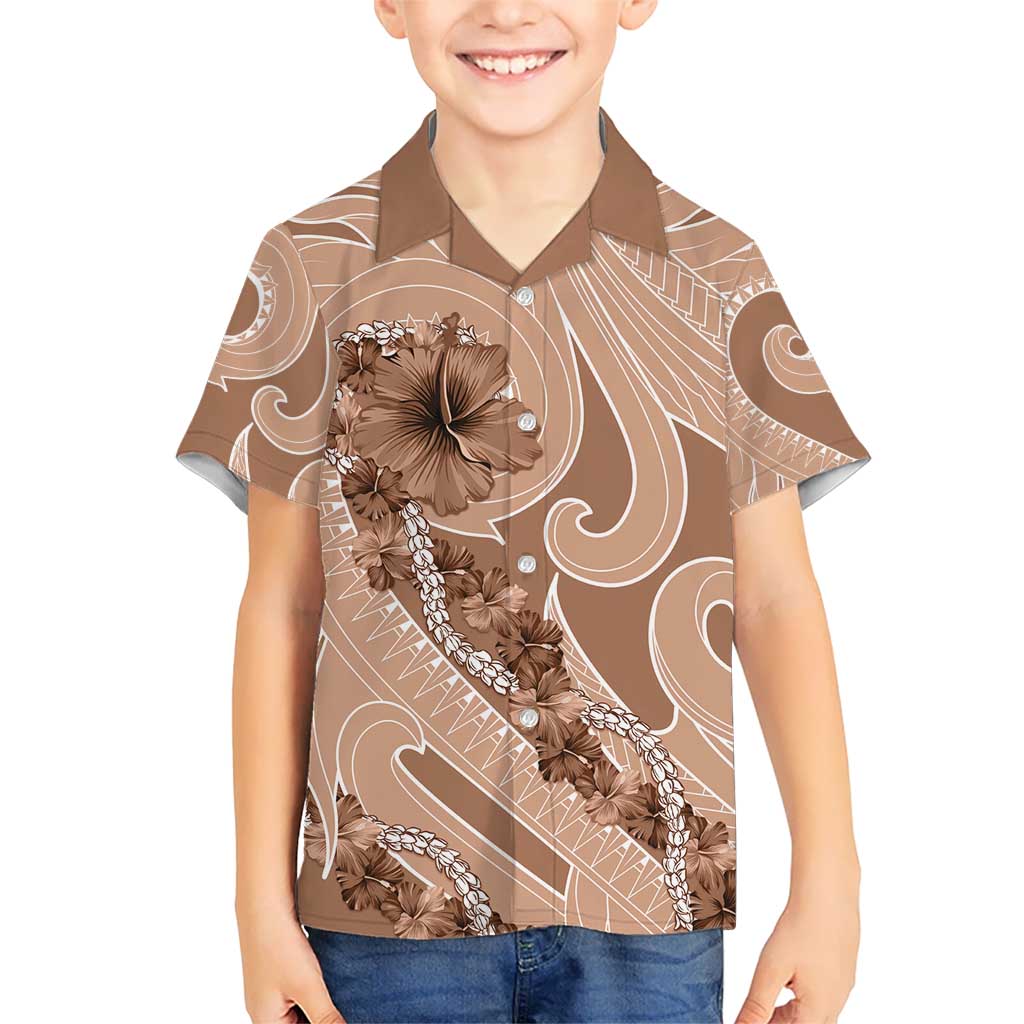 Hawaii Brown Hibiscus Pikake Lei Hawaiian Shirt - Polynesian Pride