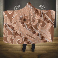 Hawaii Brown Hibiscus Pikake Lei Hooded Blanket - Polynesian Pride