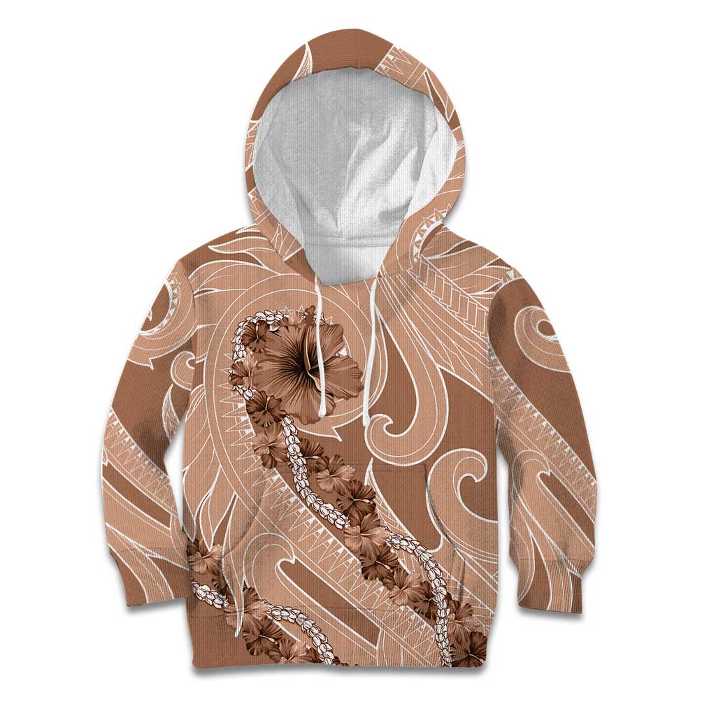 Hawaii Brown Hibiscus Pikake Lei Kid Hoodie - Polynesian Pride
